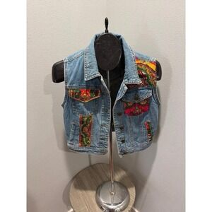 Forever 21 Premium Denim Medium Patchwork Vest
